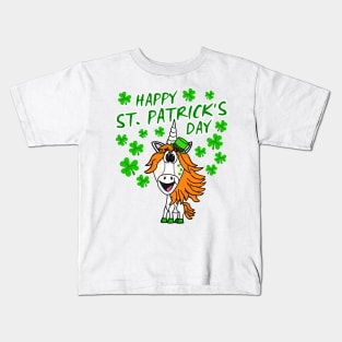 Happy St. Patrick's Day 2022 Unicorn Irish Shamrocks Kids T-Shirt